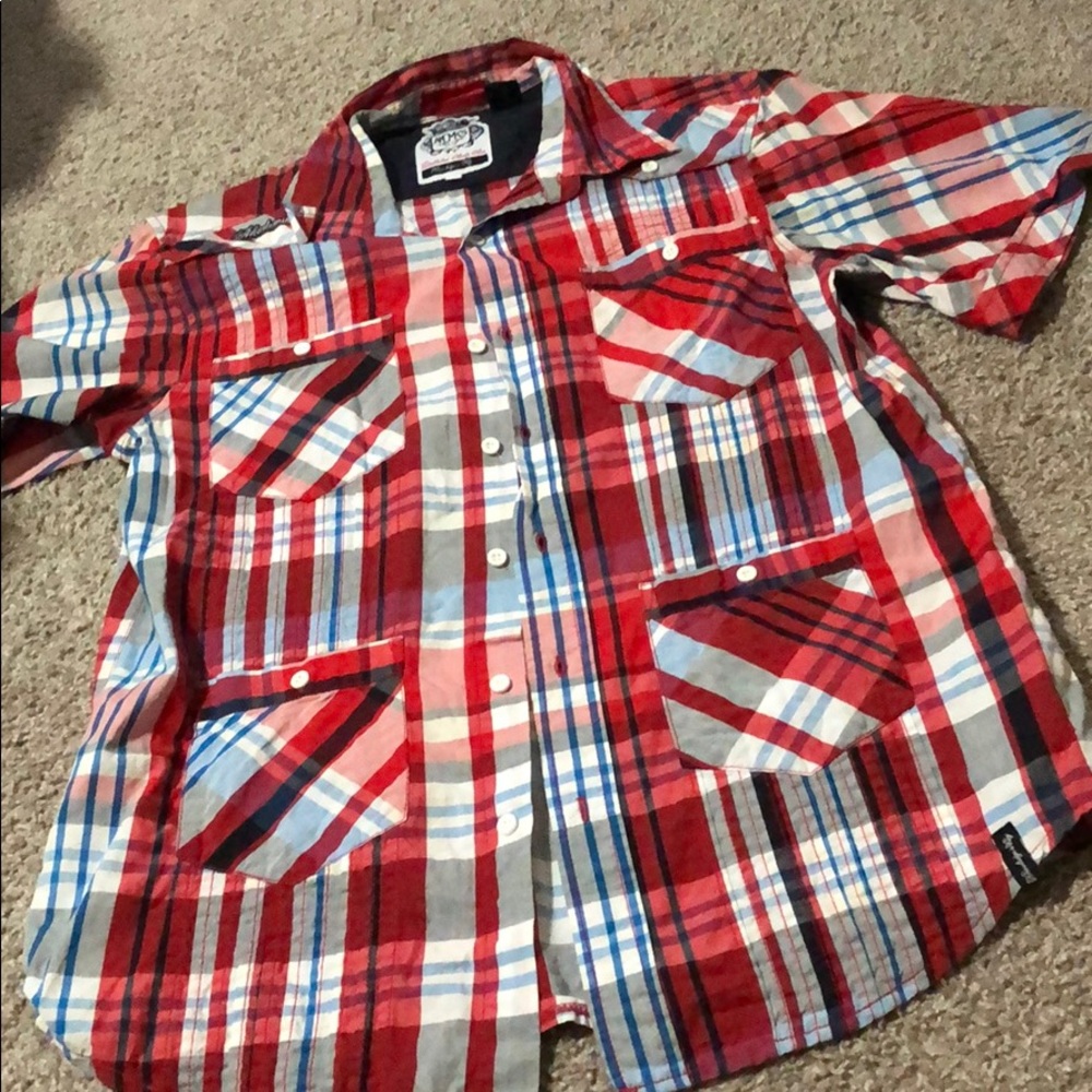 Akademiks plaid button down